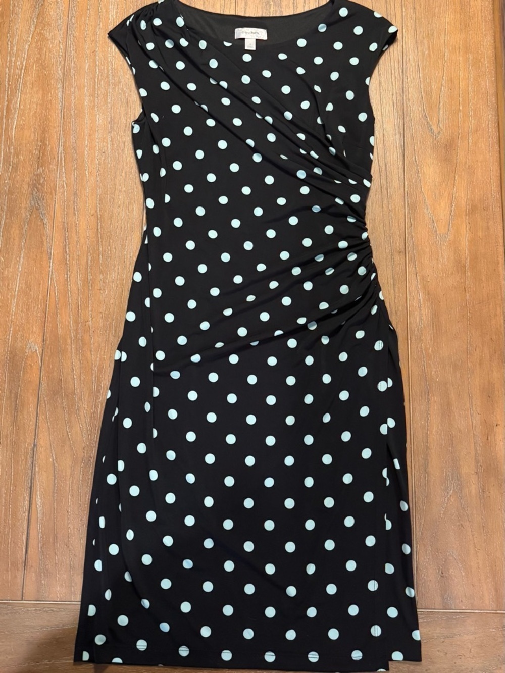 dressbarn Black Dress with Aqua Polka Dots